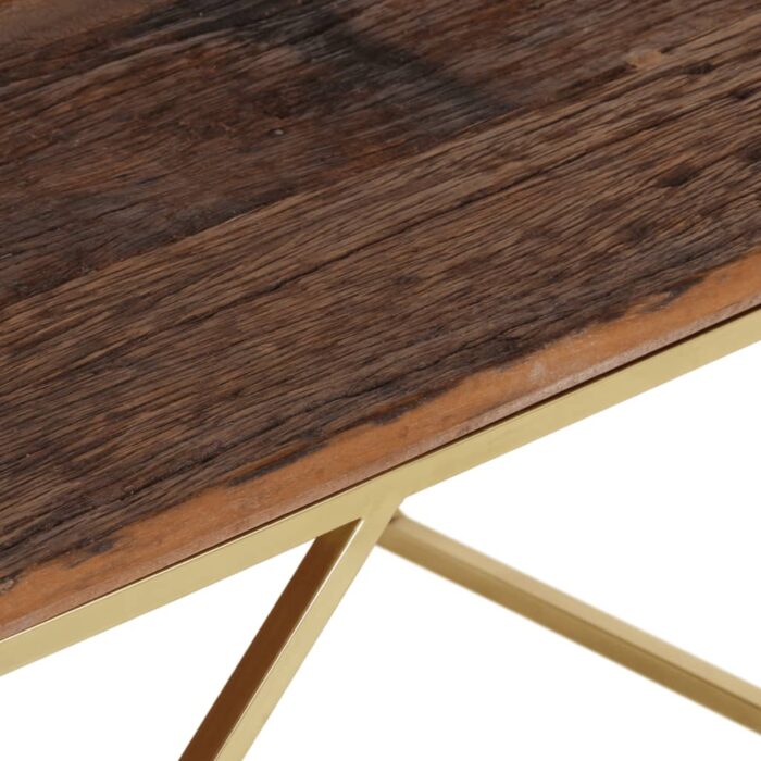 Table basse doré acier inoxydable et bois de mélèze massif – Image 5