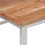 Table basse argenté acier inoxydable et bois massif d'acacia – Image 3