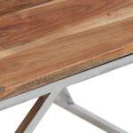 Table basse argenté acier inoxydable et bois massif d'acacia – Image 5
