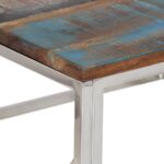 Table basse argenté inox et bois de récupération massif – Image 3
