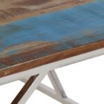 Table basse argenté inox et bois de récupération massif – Image 5
