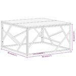 Table basse argenté inox et bois de récupération massif – Image 7