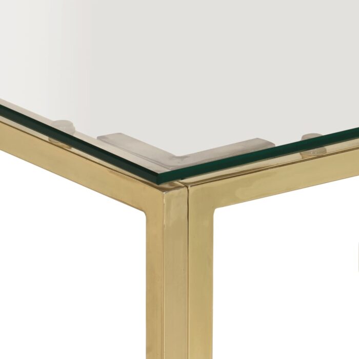 Table basse doré acier inoxydable et verre trempé – Image 3