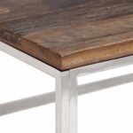 Table basse argenté acier inoxydable et bois de mélèze massif – Image 3