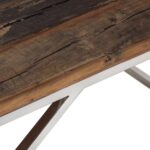 Table basse argenté acier inoxydable et bois de mélèze massif – Image 4