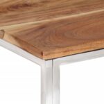 Table basse argenté acier inoxydable et bois massif d'acacia – Image 3