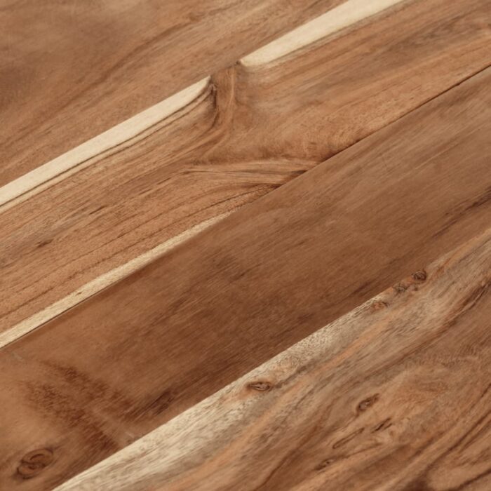 Table basse argenté acier inoxydable et bois massif d'acacia – Image 4