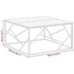 Table basse argenté acier inoxydable et bois massif d'acacia – Image 7