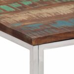 Table basse argenté acier inoxydable/bois massif récupération – Image 3