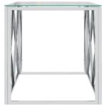 Table basse 110x45x45 cm acier inoxydable et verre – Image 2