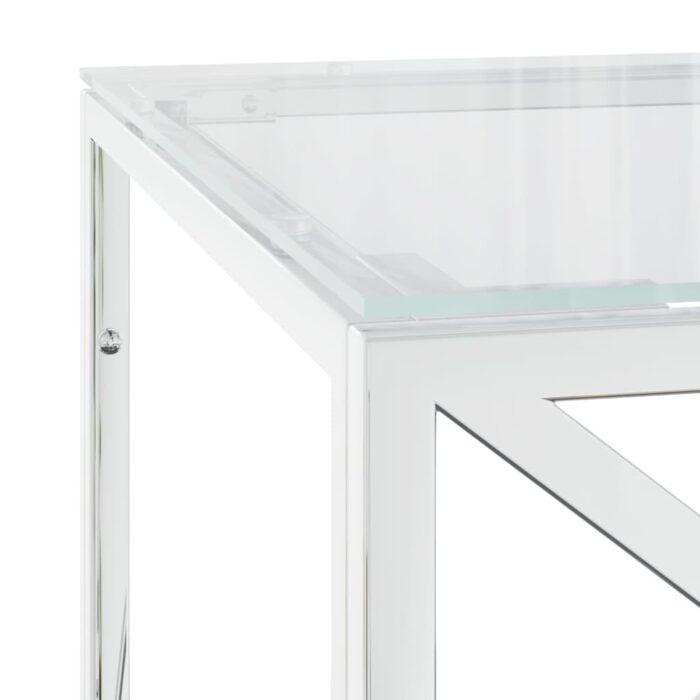 Table basse 110x45x45 cm acier inoxydable et verre – Image 3