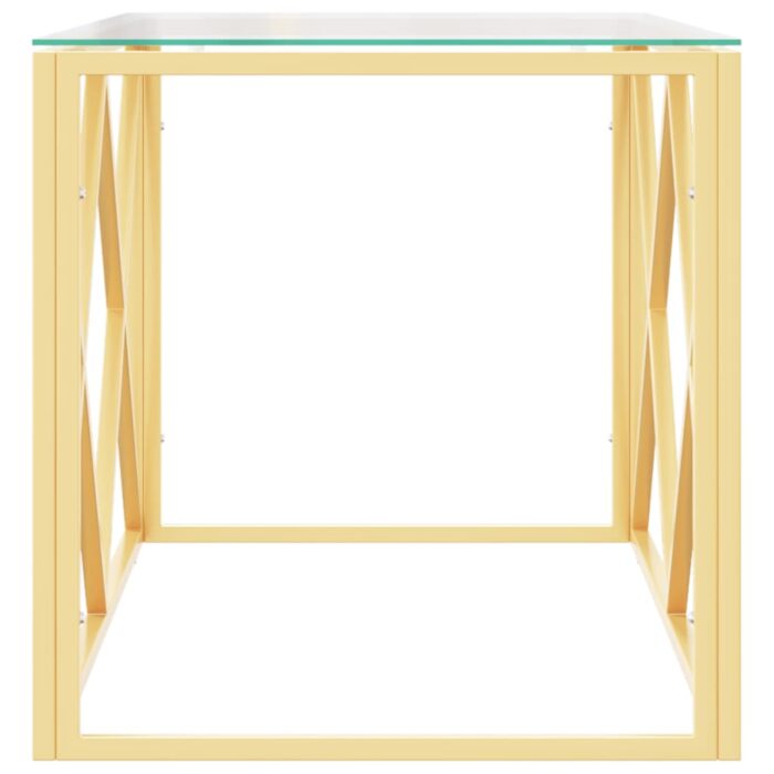 Table basse 110x45x45 cm acier inoxydable et verre – Image 2