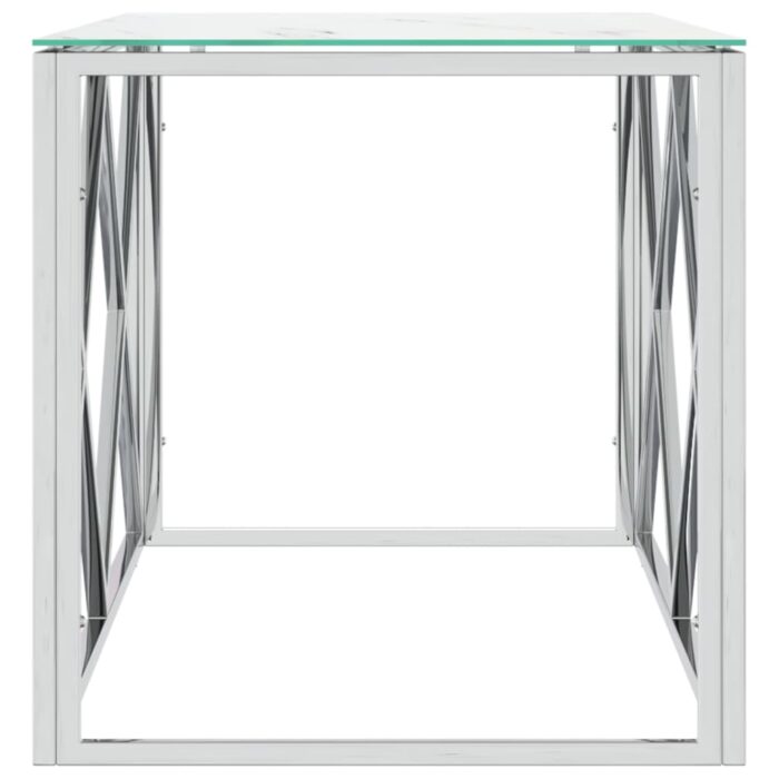 Table basse 110x45x45 cm acier inoxydable et verre – Image 2