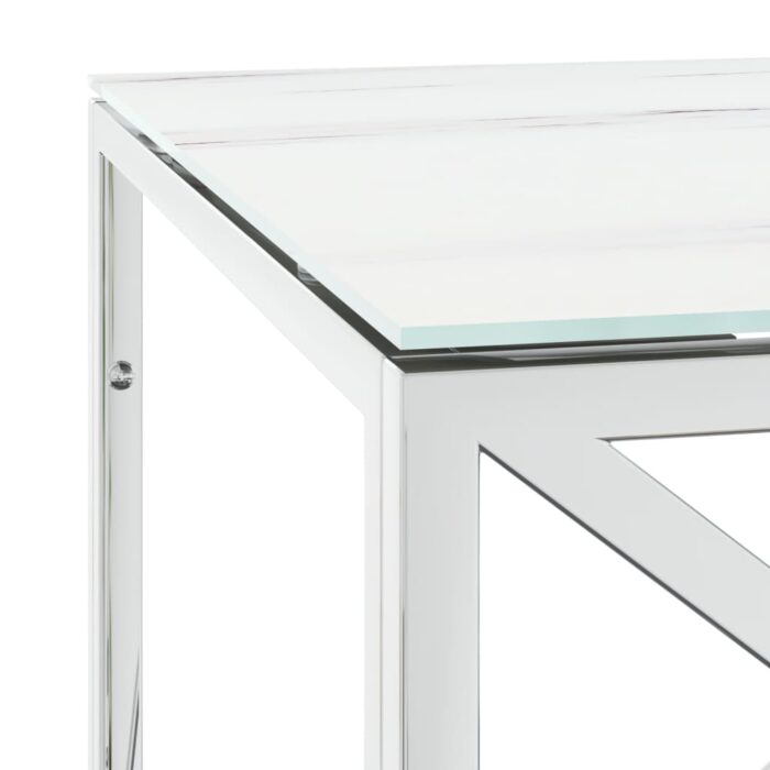 Table basse 110x45x45 cm acier inoxydable et verre – Image 3