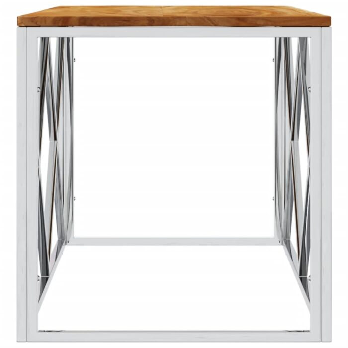 Table basse acier inoxydable et bois massif d'acacia – Image 2