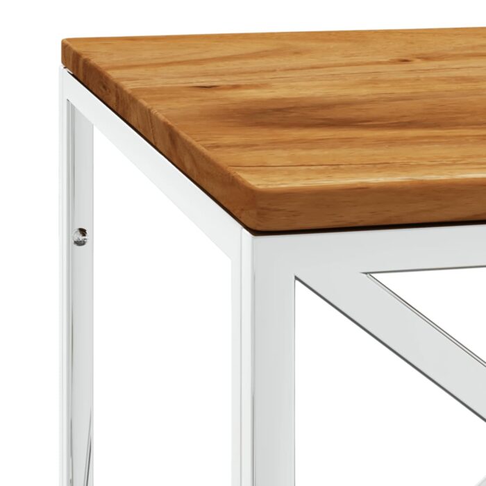 Table basse acier inoxydable et bois massif d'acacia – Image 3