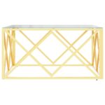 Table basse 80x80x40 cm acier inoxydable et verre – Image 2