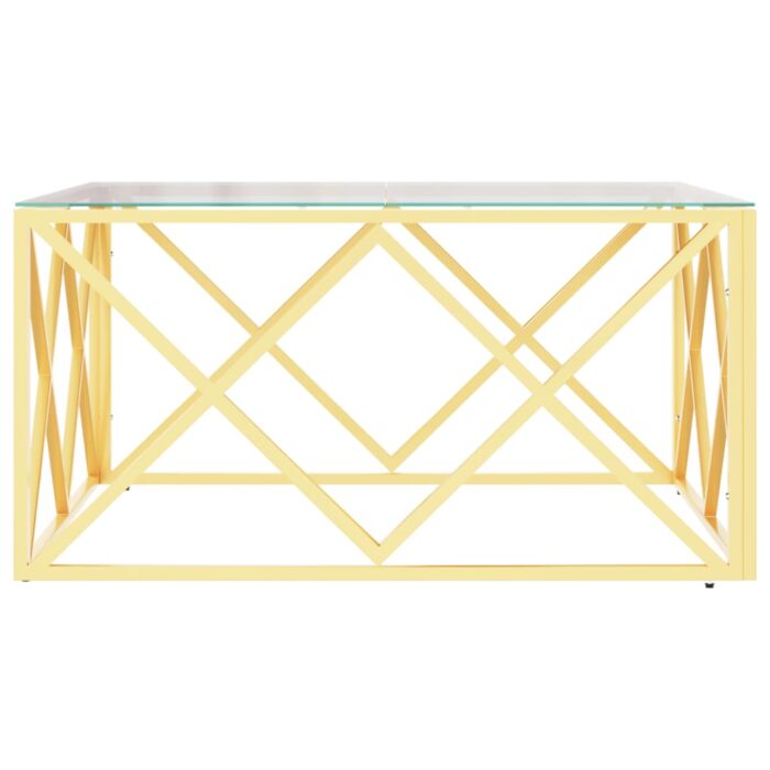 Table basse 80x80x40 cm acier inoxydable et verre – Image 2