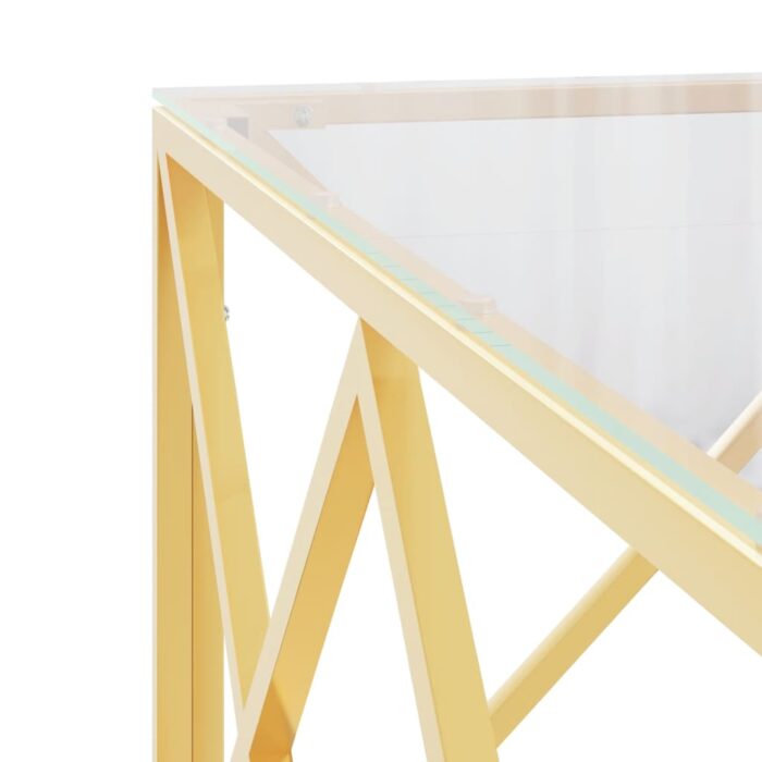 Table basse 80x80x40 cm acier inoxydable et verre – Image 3