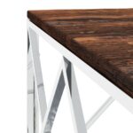 Table basse acier inoxydable et bois massif de récupération – Image 3