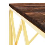 Table basse doré acier inoxydable et bois massif récupération – Image 3