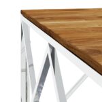 Table basse argenté acier inoxydable et bois massif d'acacia – Image 3