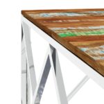 Table basse argenté acier inoxydable/bois massif récupération – Image 3