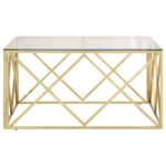 Table basse doré acier inoxydable et verre trempé – Image 2