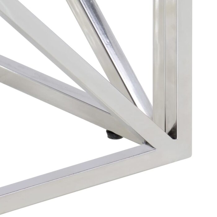 Table basse argenté inox et bois de mélèze massif – Image 4