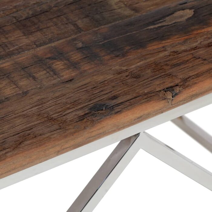 Table basse argenté inox et bois de mélèze massif – Image 5