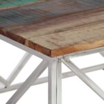 Table basse argenté inox et bois de récupération massif – Image 3