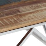 Table basse argenté inox et bois de récupération massif – Image 5