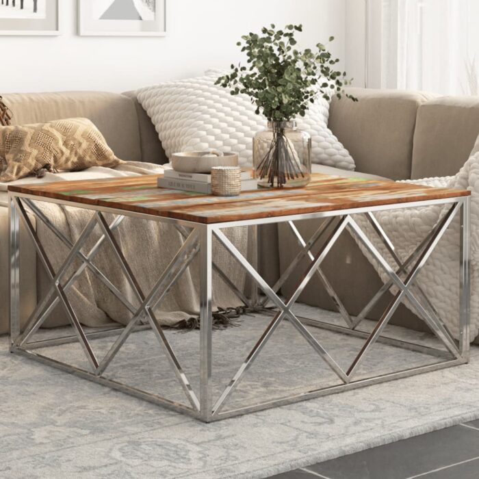 VXL8720287199625_m_en_hd_1.jpg Table basse argenté inox et bois de récupération massif – Image 1