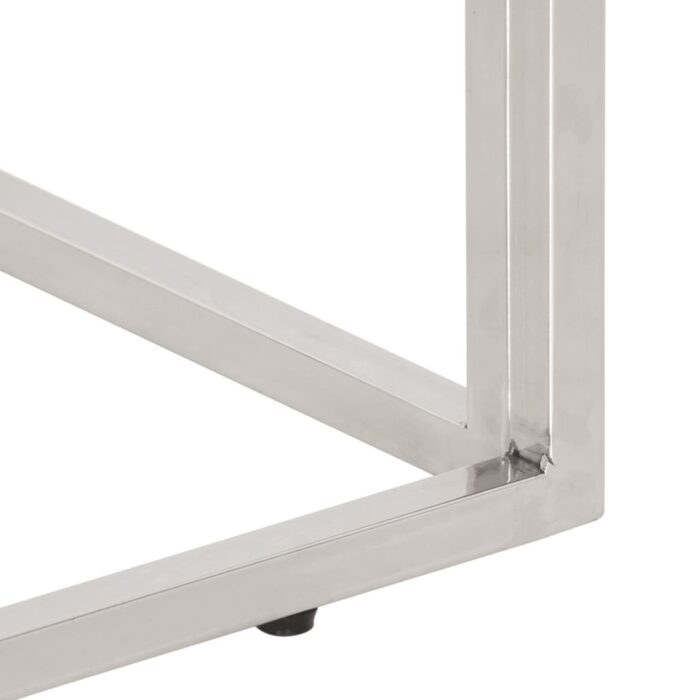 Table console argenté acier inoxydable et bois de mélèze massif – Image 6