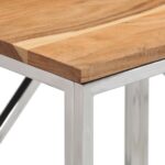 Table console argenté acier inoxydable et bois massif d'acacia – Image 3