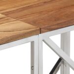 Table console argenté acier inoxydable et bois massif d'acacia – Image 4
