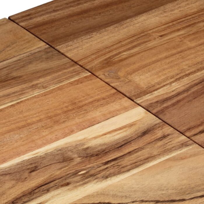 Table console argenté acier inoxydable et bois massif d'acacia – Image 5