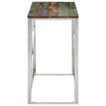 Table console argenté acier inoxydable/bois massif récupération – Image 2