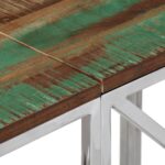 Table console argenté acier inoxydable/bois massif récupération – Image 4