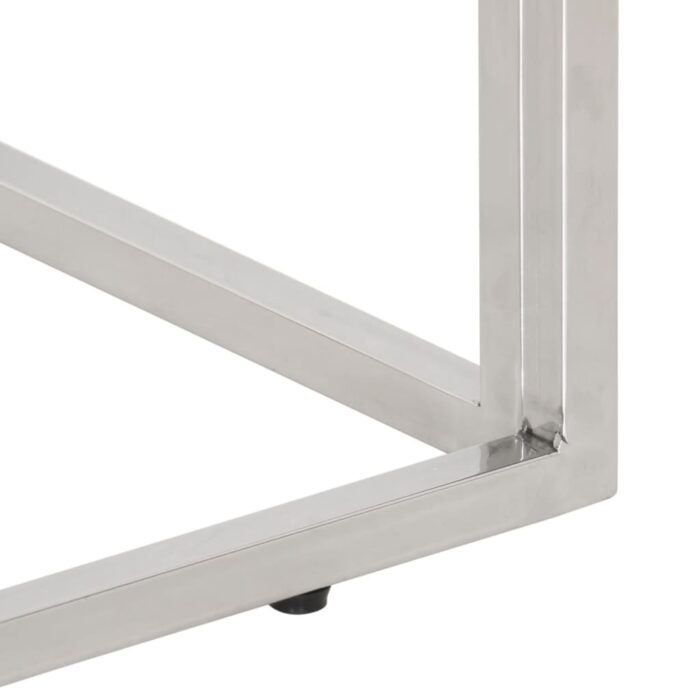 Table console argenté acier inoxydable/bois massif récupération – Image 6