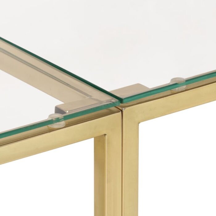 Table console doré acier inoxydable et verre trempé – Image 4
