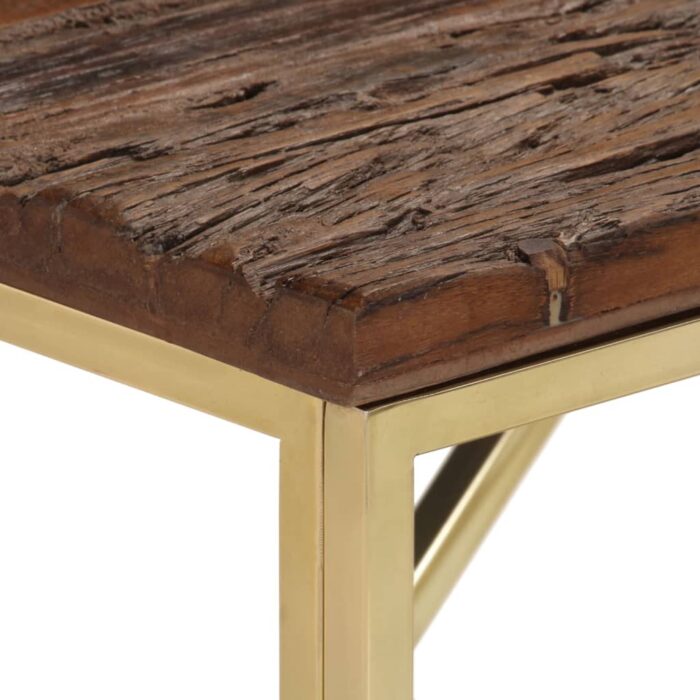 Table console doré acier inoxydable et bois de mélèze massif – Image 3