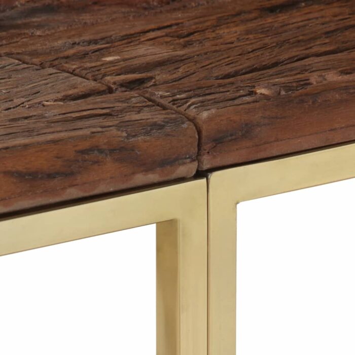 Table console doré acier inoxydable et bois de mélèze massif – Image 4