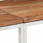 Table console argenté acier inoxydable et bois massif d'acacia – Image 4