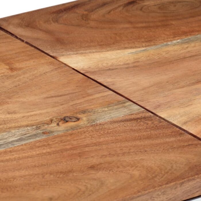 Table console argenté acier inoxydable et bois massif d'acacia – Image 5