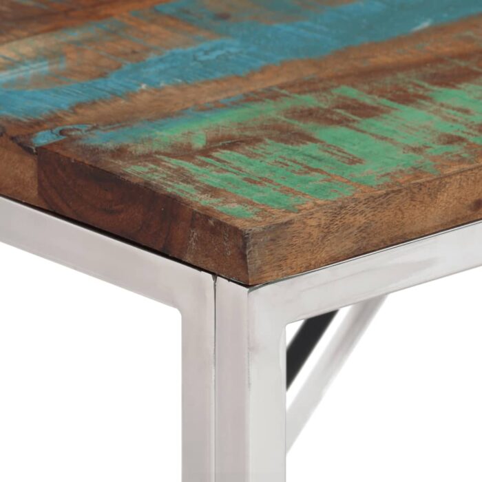 Table console argenté acier inoxydable/bois massif récupération – Image 3