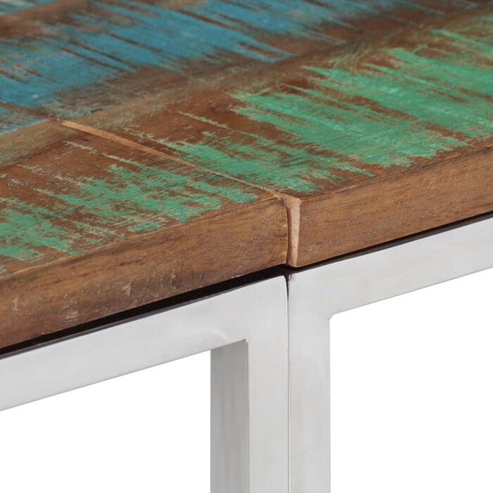 Table console argenté acier inoxydable/bois massif récupération – Image 4