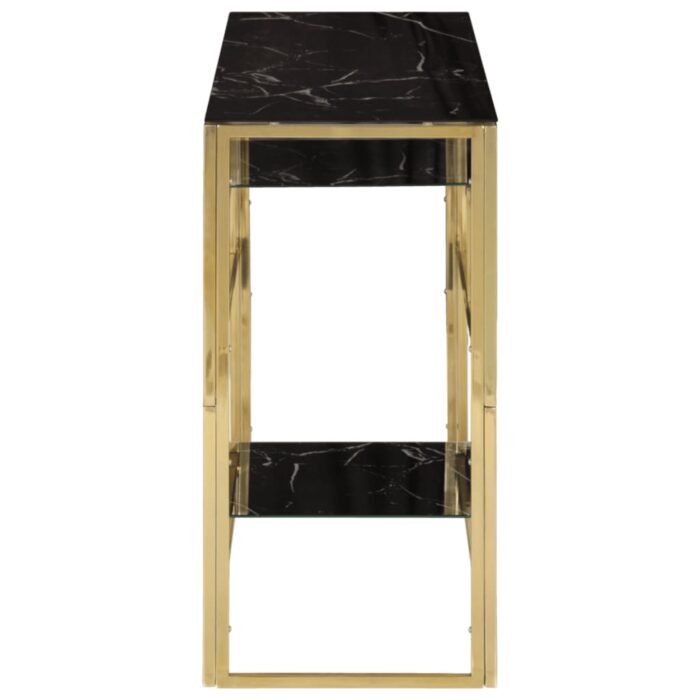 Table console doré acier inoxydable et verre trempé – Image 2