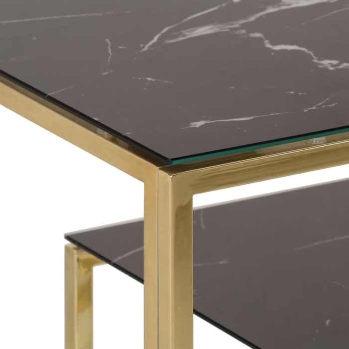 Table console doré acier inoxydable et verre trempé – Image 3
