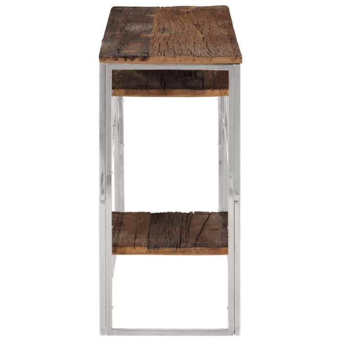 Table console argenté inox et bois de mélèze massif – Image 2